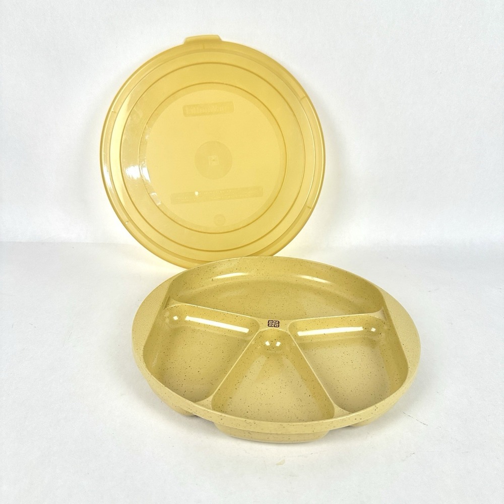Vintage LittonWare Divided Microwave Plate 9 Inches Lids Dish Ovenware